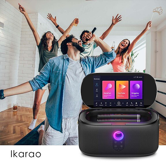 iKarao Shell S1 Tragbarer Karaoke-Lautsprecher mit 10,1"-Touchscreen und 2 drahtlosen Mikrofonen