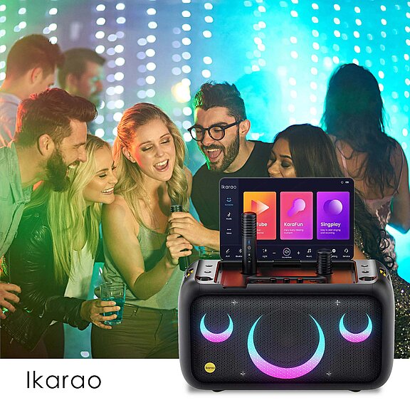 Break X1 Tragbarer Karaoke-Lautsprecher mit 13,3" Touchscreen und 2 drahtlosen Mikrofonen